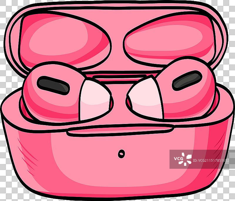 粉色无线耳机素描图片素材