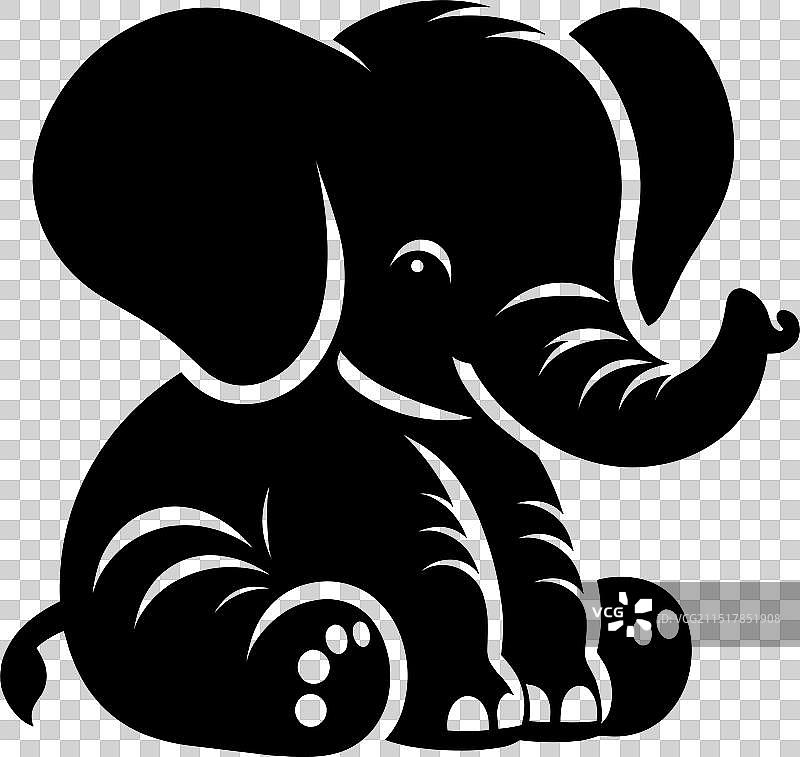 小象坐姿轮廓图片素材