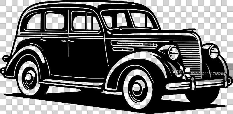 经典复古汽车剪影图片素材