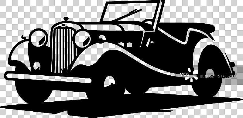 经典复古汽车剪影图片素材