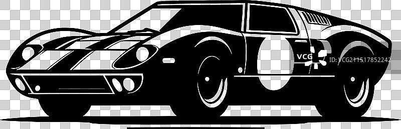 经典复古跑车剪影图片素材