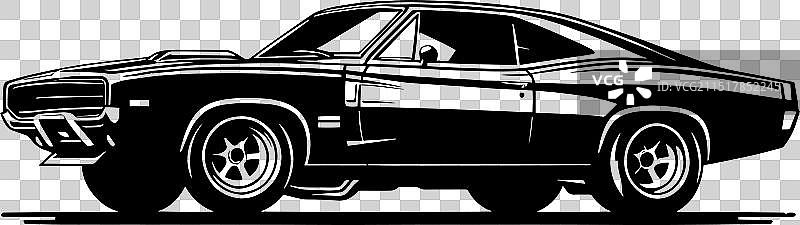 经典复古跑车剪影图片素材