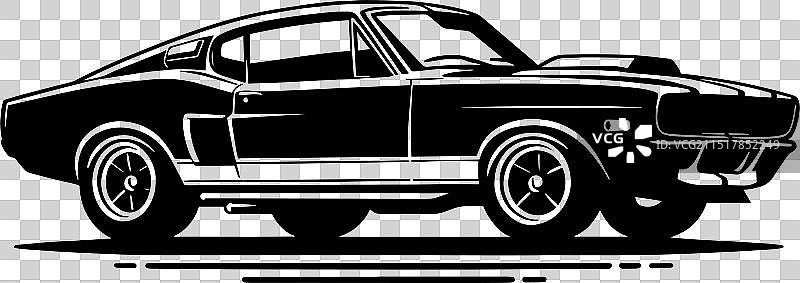 经典复古跑车剪影图片素材