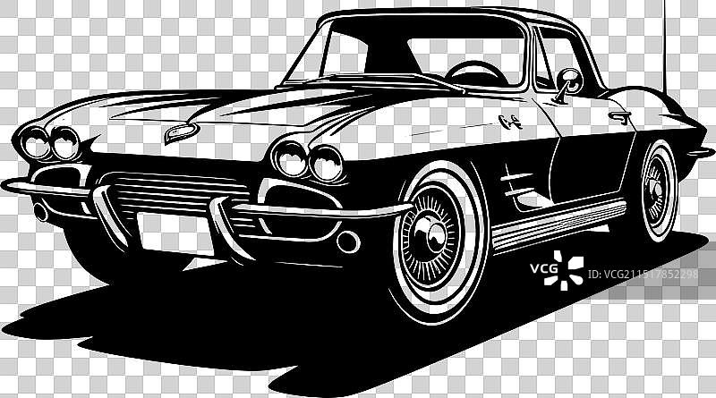 经典复古跑车剪影图片素材