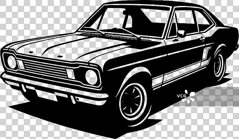 经典复古跑车剪影图片素材