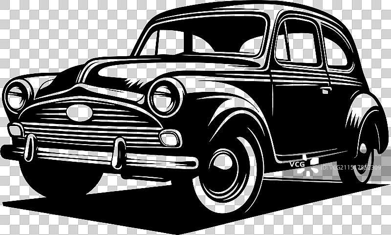 经典复古跑车剪影图片素材