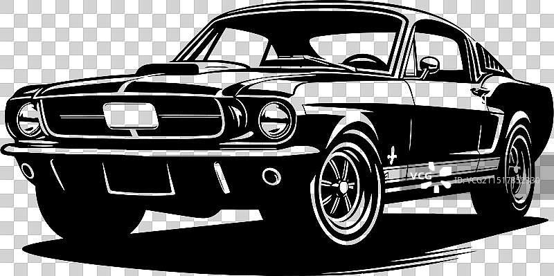 经典复古跑车剪影图片素材