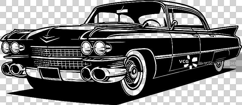 经典复古跑车剪影图片素材