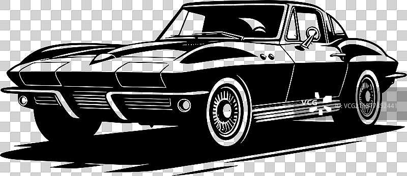 经典复古跑车剪影图片素材