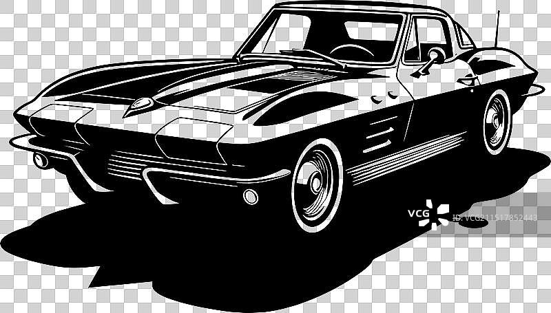 经典复古跑车剪影图片素材