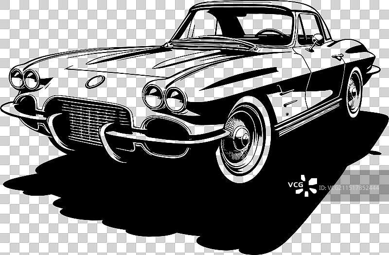 经典复古跑车剪影图片素材