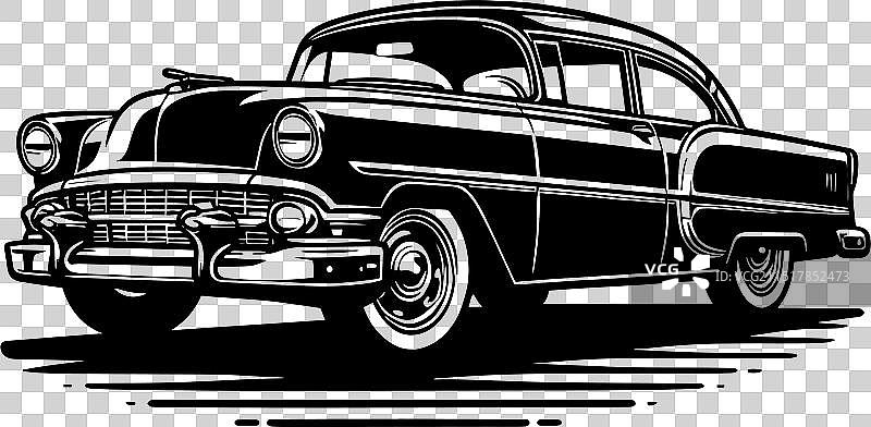 经典复古跑车剪影图片素材