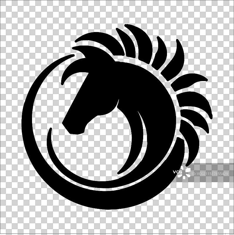 黑色野马轮廓扁平剪影图片素材
