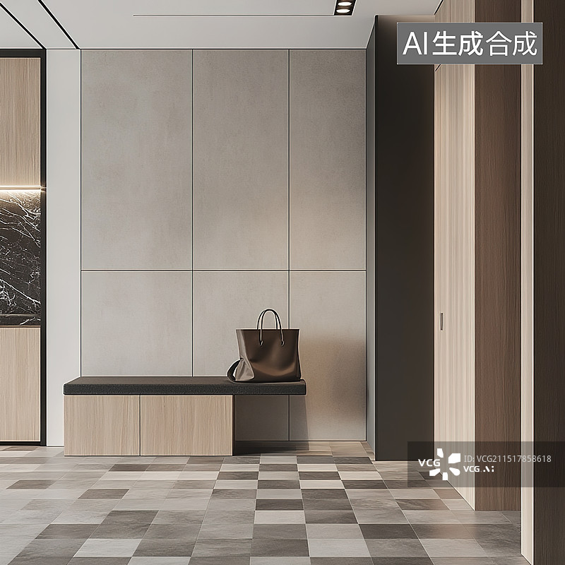 【AI数字艺术】简约现代家居玄关设计图片素材