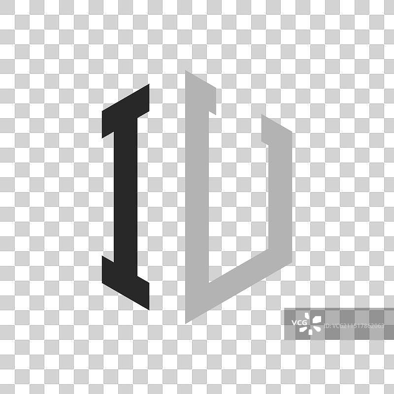 独特的六边形IU字母logo设计图片素材