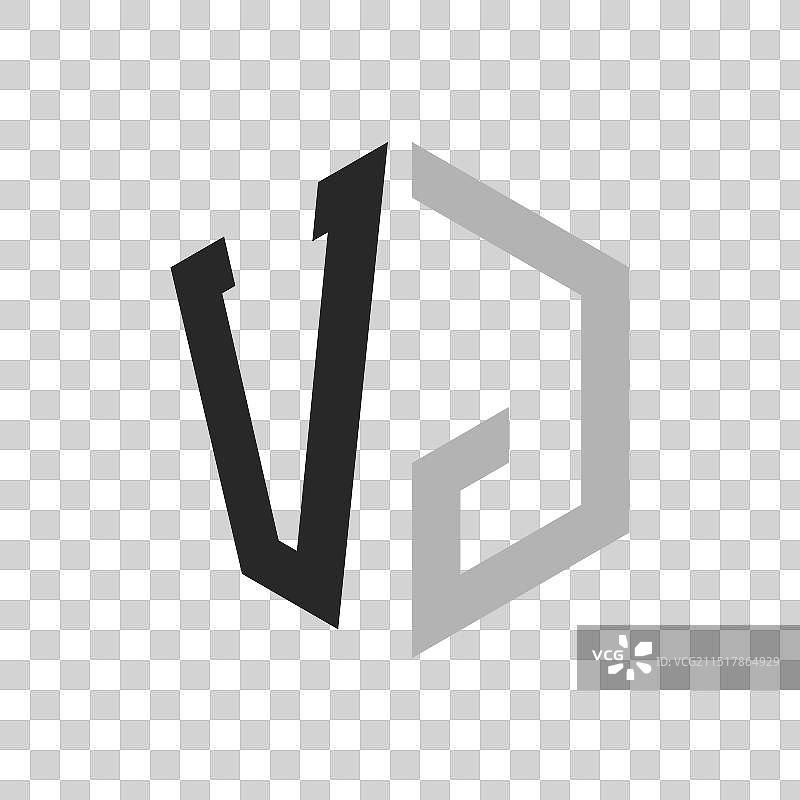 现代独特的六边形字母VJ标志设计图片素材