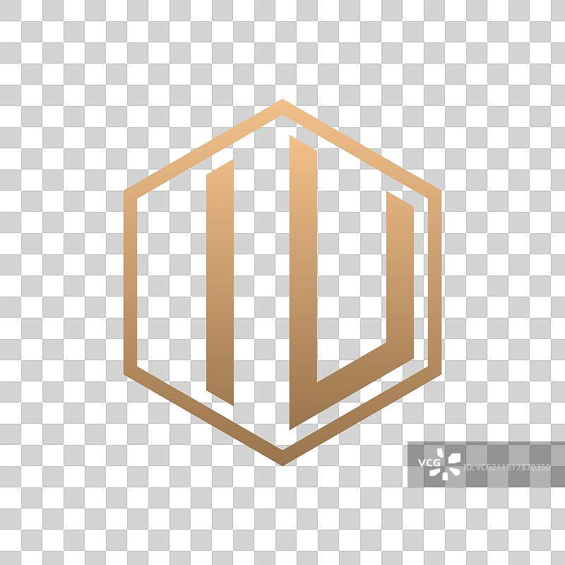 优雅六边形IU字母标志设计图片素材