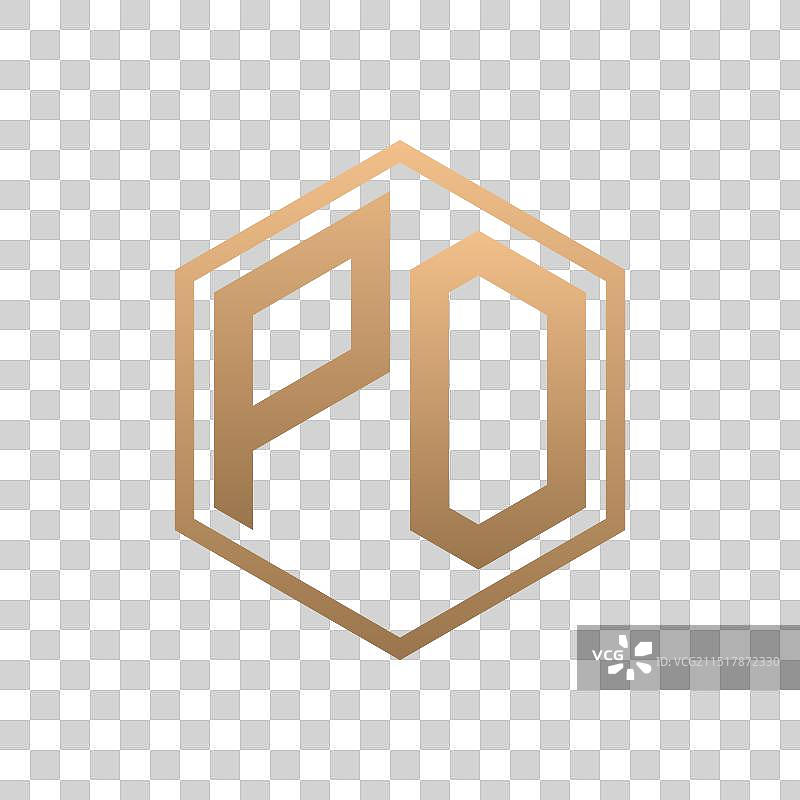 六边形字母PO Logo设计图片素材