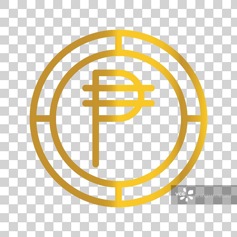菲律宾货币比索金色硬币图片素材