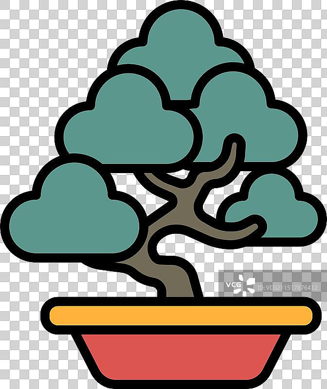 盆栽树木的黑白绘画图片素材