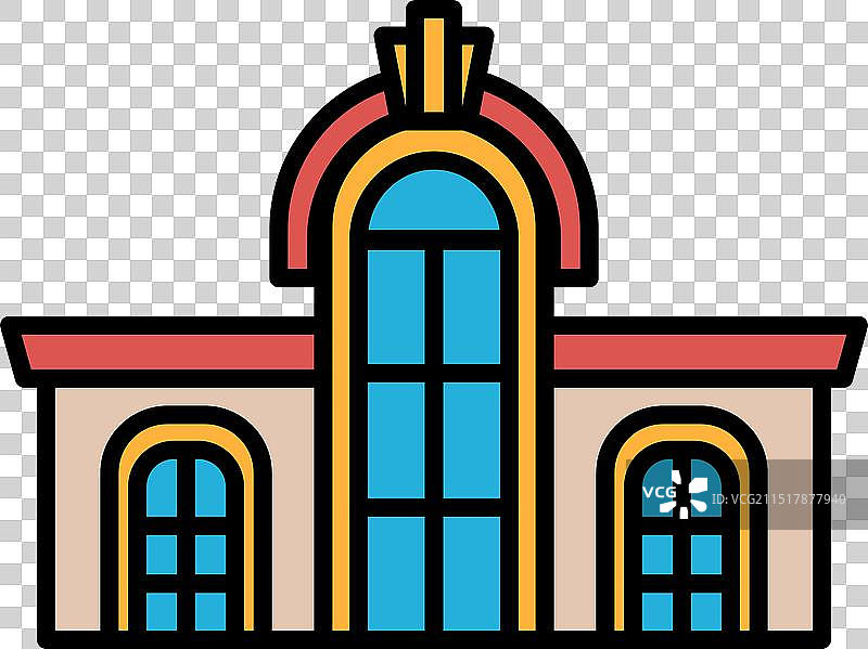 带有大型拱廊的建筑物图片素材