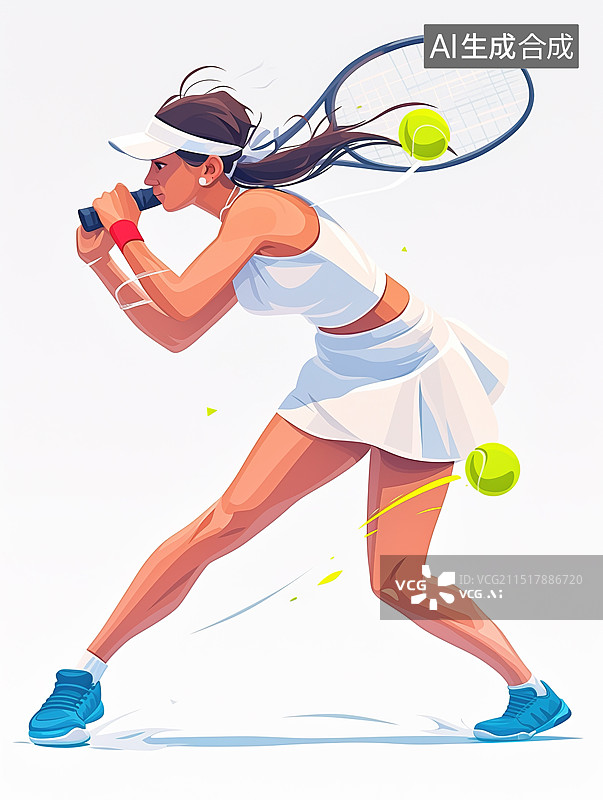 【AI数字艺术】网球扁平风插画图片素材