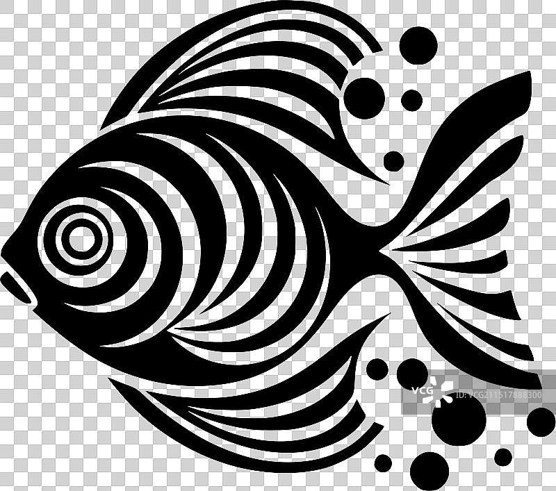 小丑鱼 - 黑白隔离图标图片素材