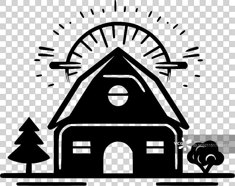 农舍 - 黑白图片素材