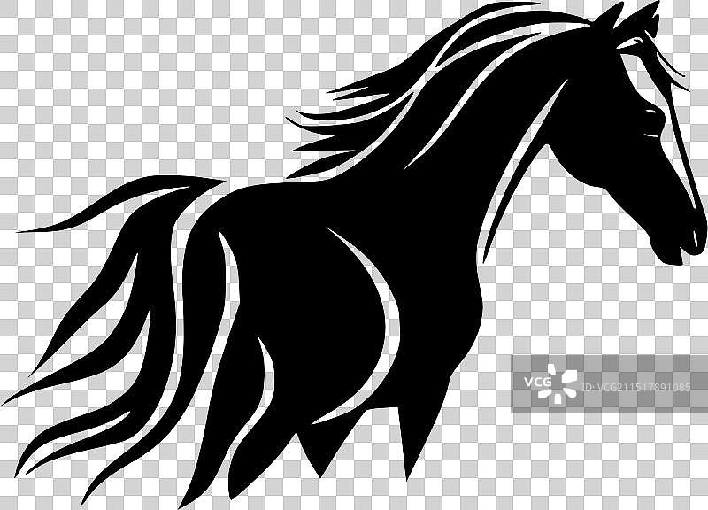 马 - 简约扁平风格logo图片素材