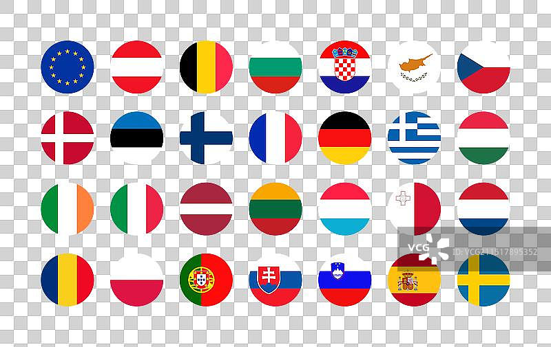 欧盟国家圆形旗帜图片素材