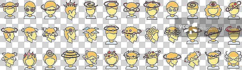 眩晕图标彩色线条集图片素材