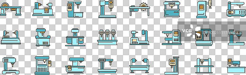 CNC机床图标彩色线条集图片素材