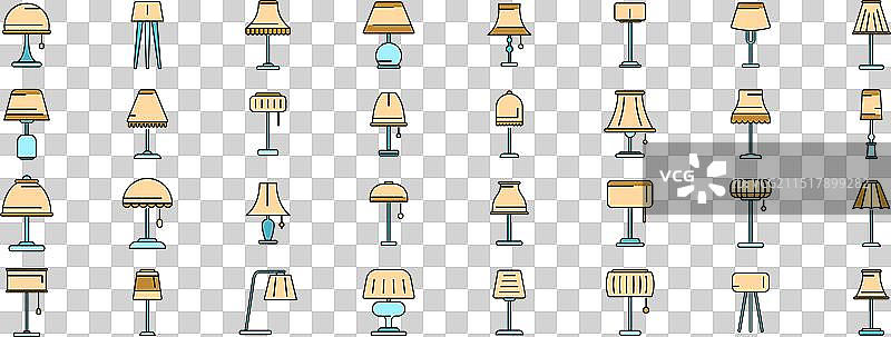落地灯图标彩色线条合集图片素材
