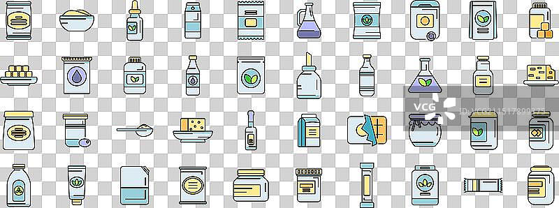 彩色线条食品替代品图标集图片素材