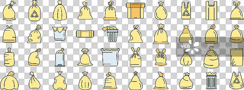 垃圾袋图标彩色线条合集图片素材