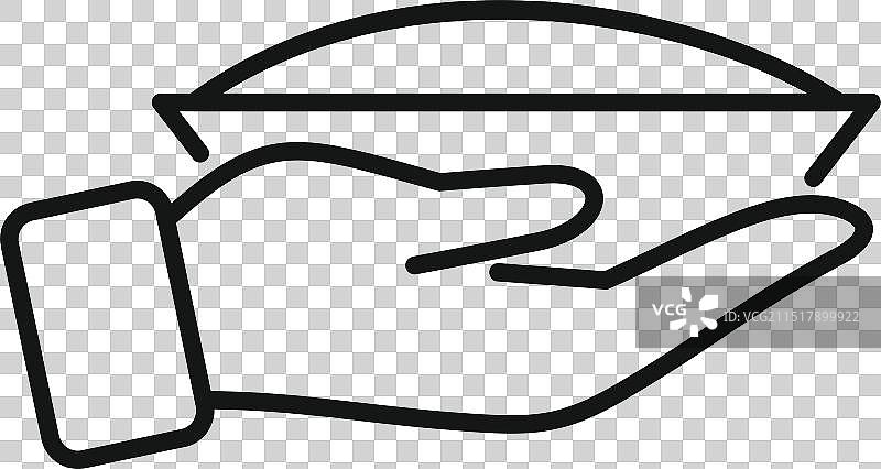 手持空盘子的服务员图标（细线）图片素材