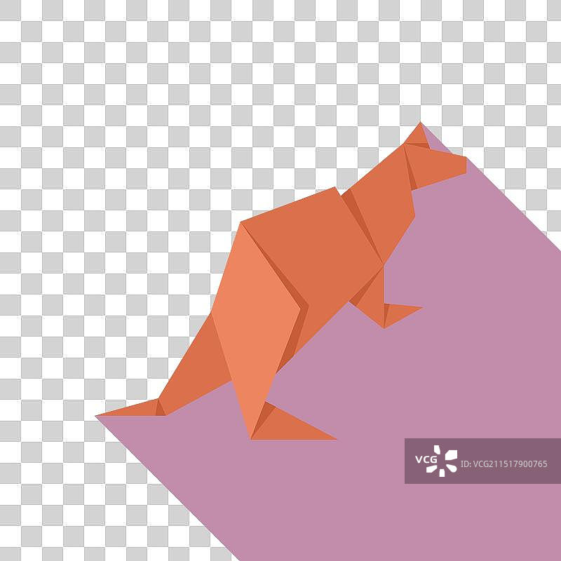 站在粉红色上的橙色折纸袋鼠图片素材