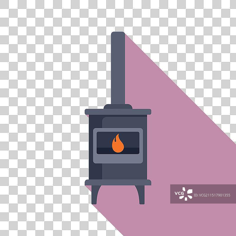 寒冷的一天，燃烧的炉子提供温暖图片素材