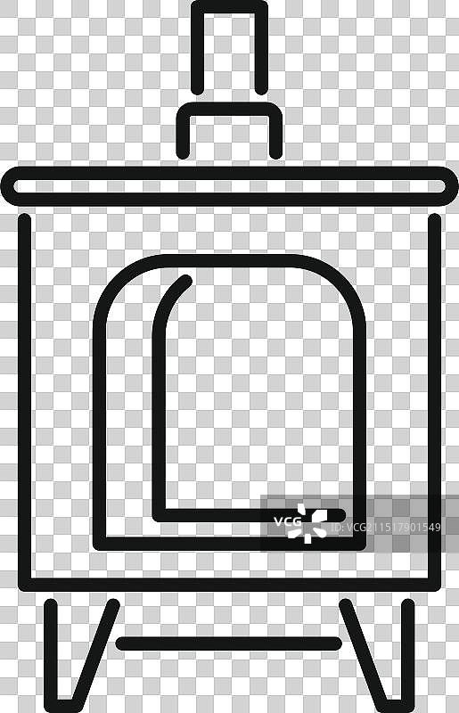 带烟囱管的现代燃木火炉图片素材