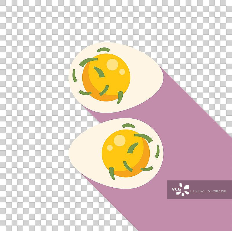 两个一半的魔鬼蛋，用韭菜装饰图片素材