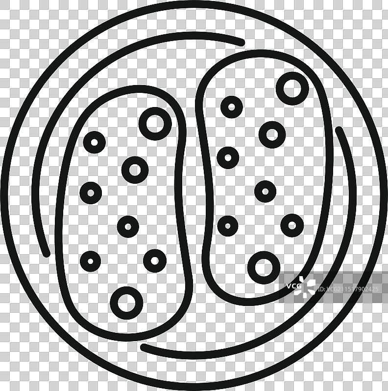 盘子里的两个土豆线性图标美食概念图片素材