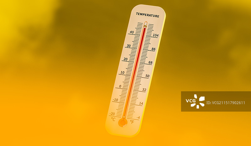 炎热酷暑里数值爆表的温度计图片素材