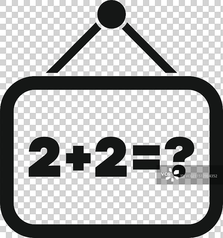 悬挂的标志牌提问：2+2等于多少？图片素材
