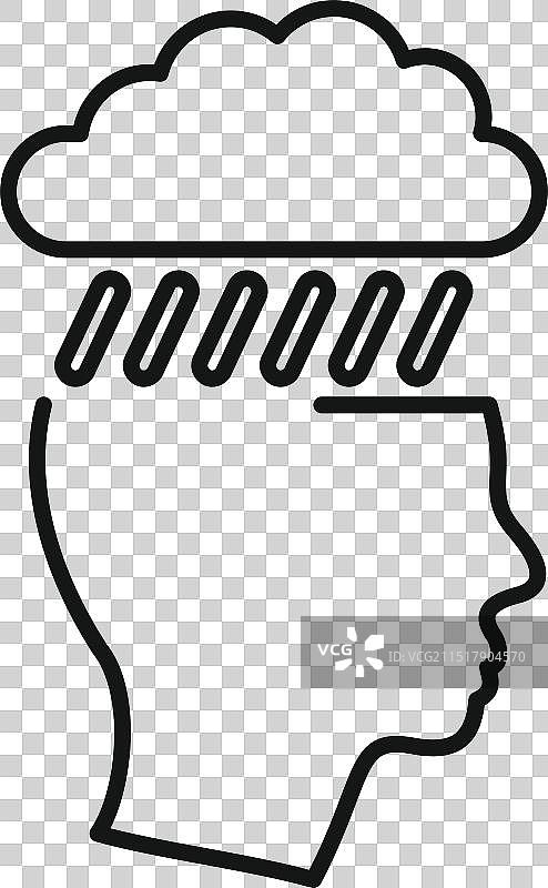 带雨云的人头剪影图片素材