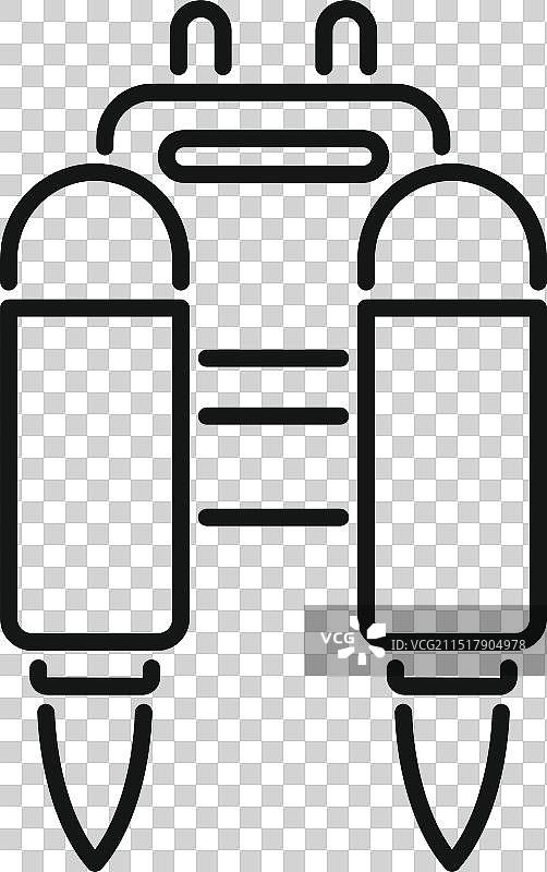 带两个涡轮机的喷气背包飞行轮廓图片素材