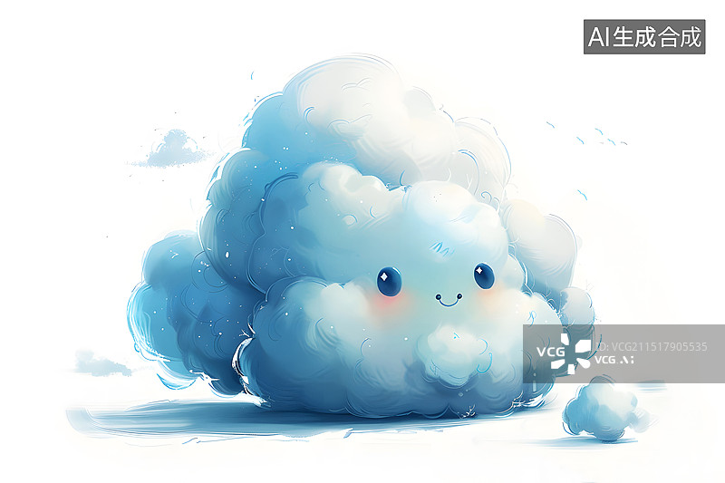【AI数字艺术】一朵开心快乐的拟人化卡通白云图片素材