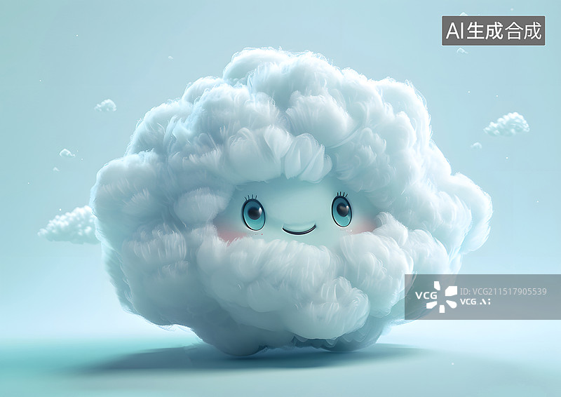 【AI数字艺术】一朵开心快乐的拟人化卡通白云图片素材