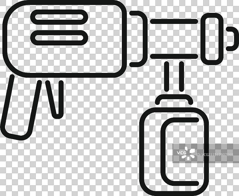 带油漆罐的电动喷漆枪线条图图片素材