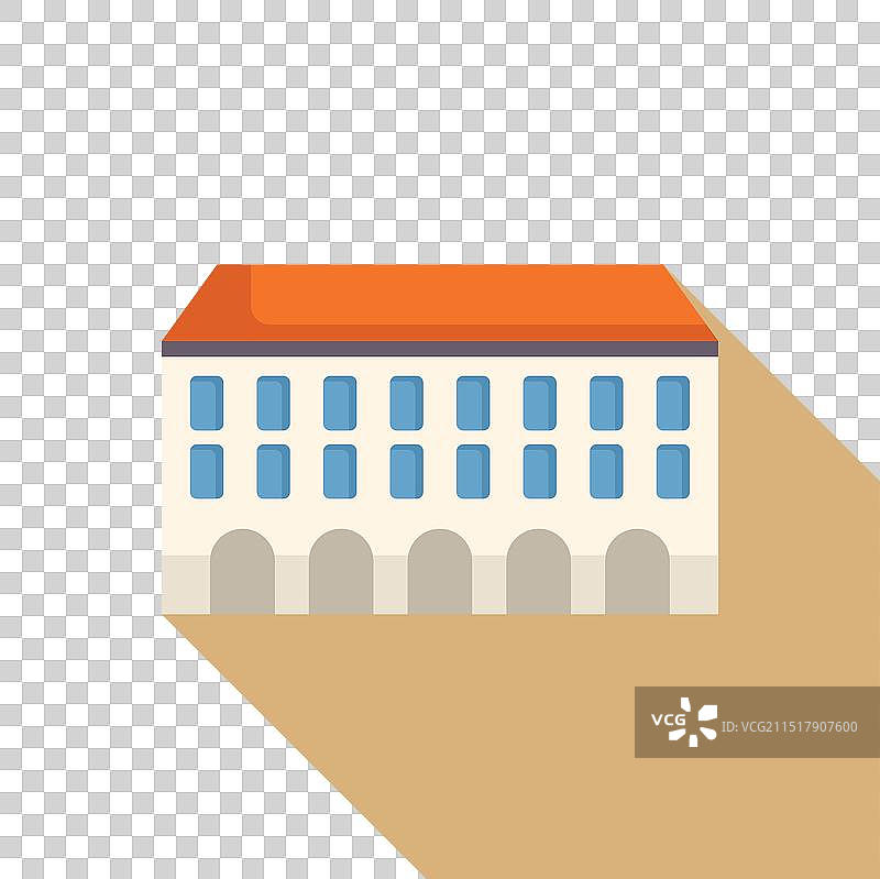 带拱形外墙和橙色屋顶的白色建筑图片素材