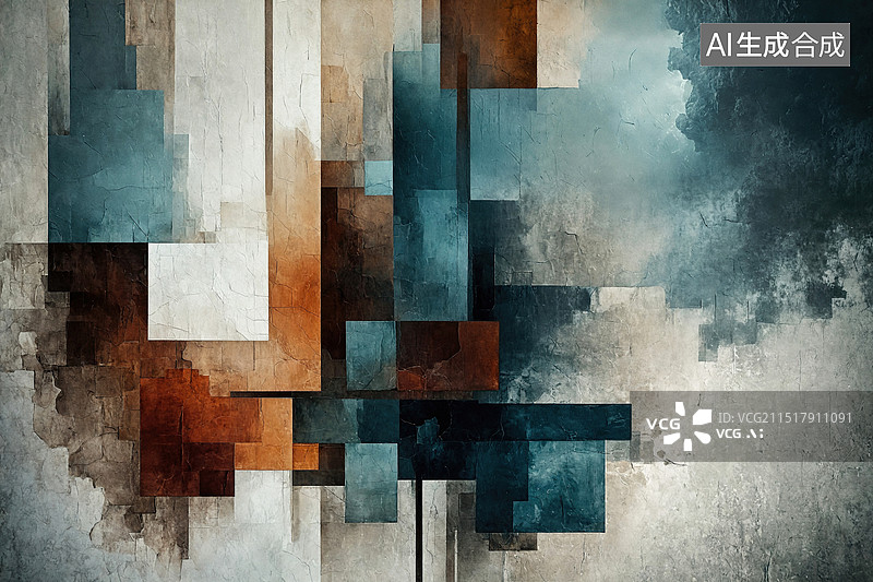 【AI数字艺术】抽象几何色彩拼接画图片素材